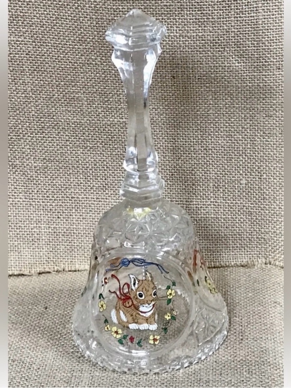 Vintage Bunny Crystal Bell Rabbit Holiday Easter Cottagecore Woodland Spring - Picture 2 of 7